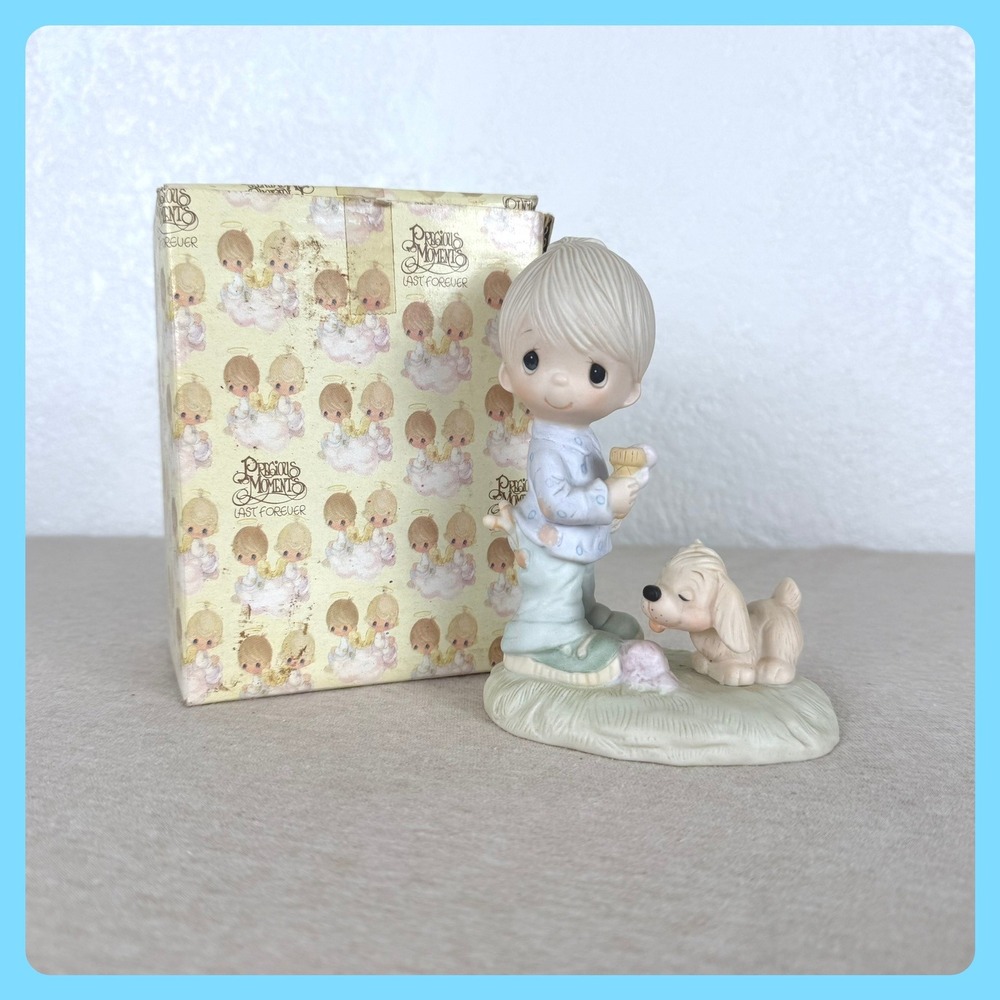 Precious‎ Moments Praise The Lord Anyhow Boy with Dog Figurine E-1374/B Boxed